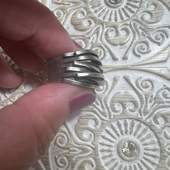Artisan Modern Wide Chunky Sterling Silver Band Ring Solid Size 9 - Picture 10 of 16